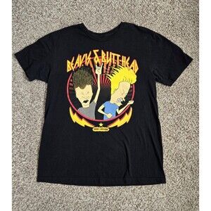MTV's Beavis and Butthead Graphic T-Shirt Black Short Sleeve Cotton Size Medium